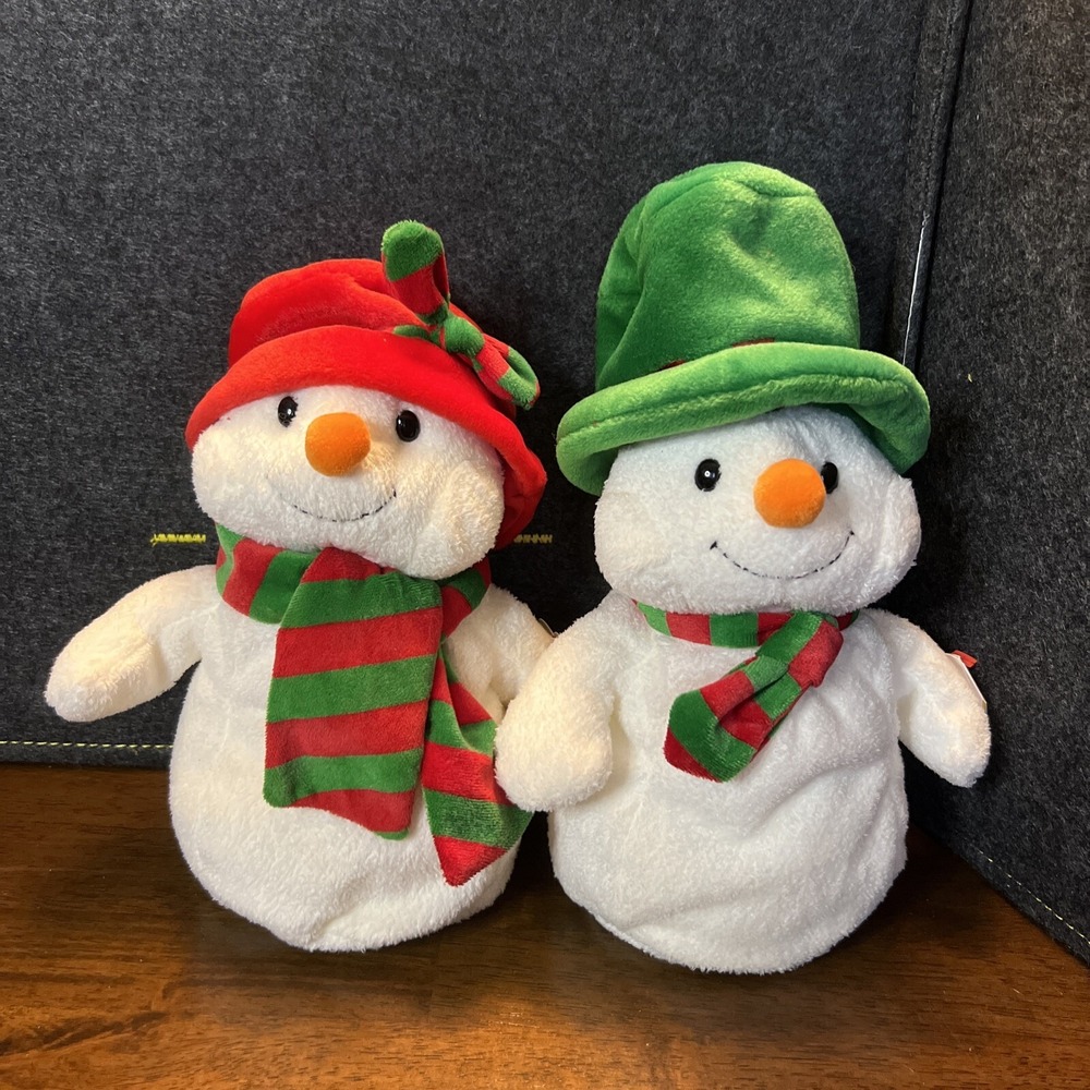 TY Pluffies Plush Mr & Mrs Snow The Snowman TyLux Plush Lot of‎ 2 10" 2006